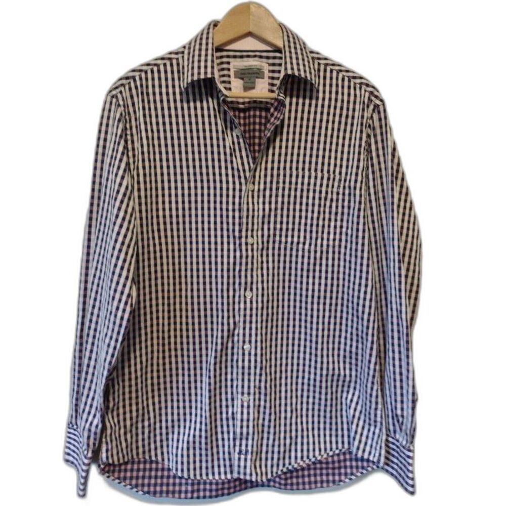 Johnston & Murphy Tailored Fit LS Shirt Size Medium Blue Pink Plaid Check